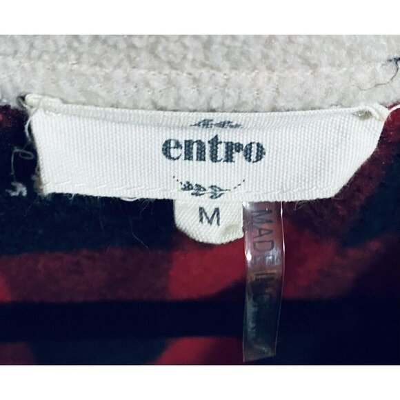 Entro Pullover Fleece Jacket Womens Medium Buffalo Check Pockets Outdoor - Picture 5 of 7
